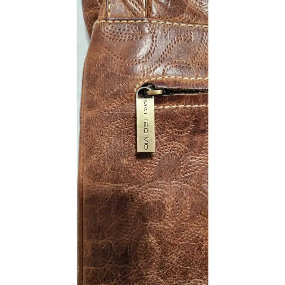 MATTEO MIO‎ BY SALAMA VTG Y2K RUSTIC LEATHER SATCHEL BAG